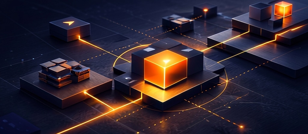 Effiziente Beschaffung - abstrakte Grafik eines Pakets mit Verbindungen